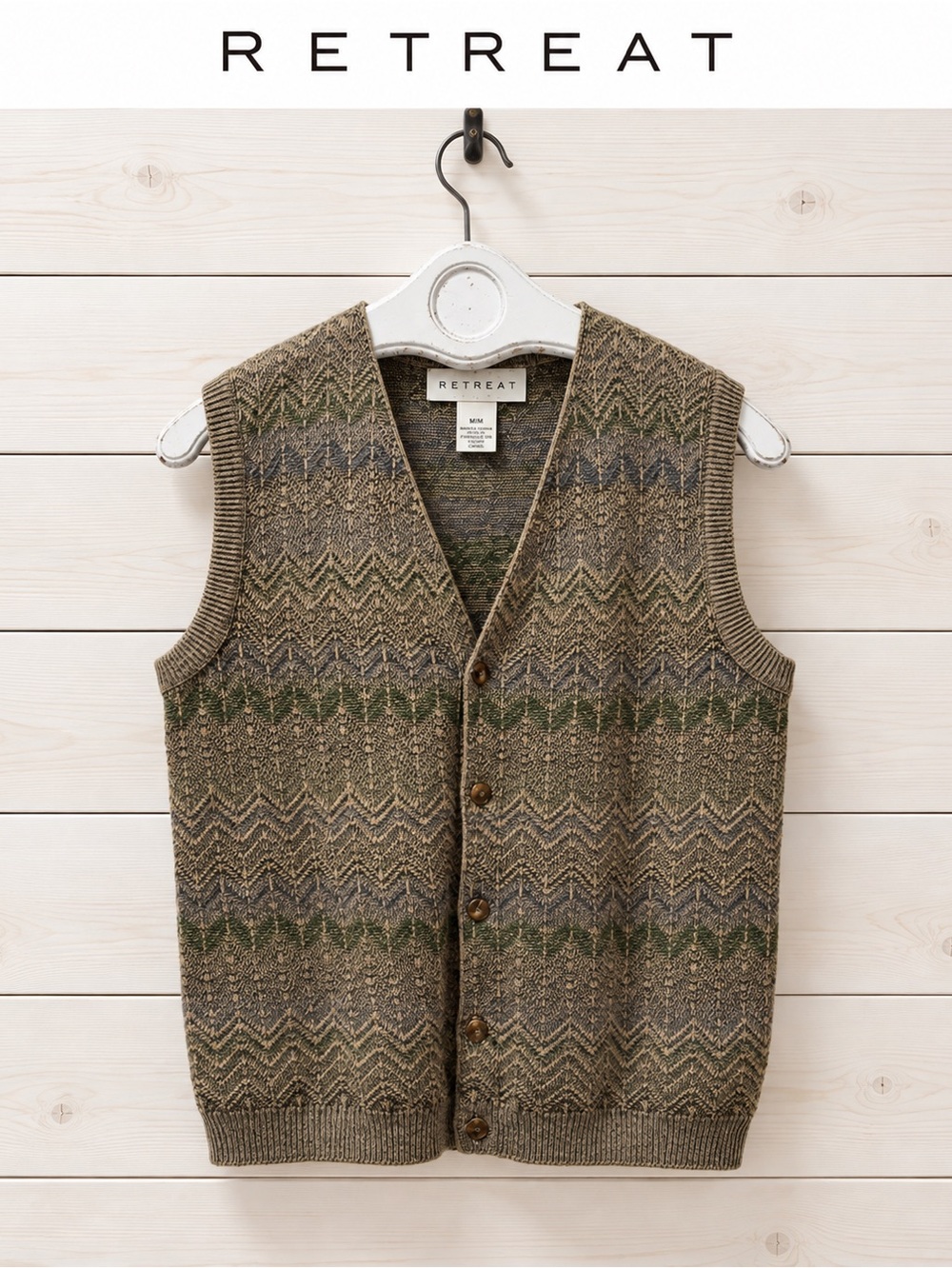 RETREAT Vintage Knit Sweater Vest – Unisex Size M